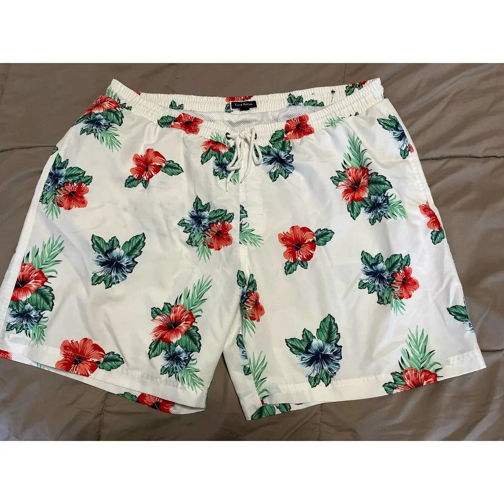 Men's Club Room White & Floral Swimshorts size XXL